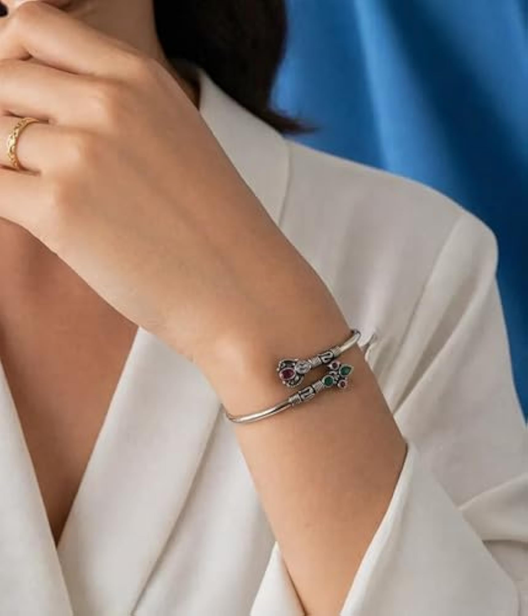 Women's 925 Sterling Silver Oxidized Cuff Bracelet, Vintage Design