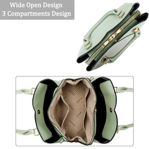 Image of KKXIU Triple Compartments Purses and Handbags for Women Fashion Ladies Satchel Shoulder Top Handle Bag