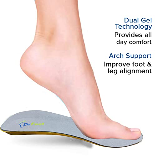 Image of Dr Foot Gel Insoles Pair | For Walking, Running, Sports Shoes | All Day Comfort Shoe Inserts With Dual Gel Technology | Ideal Full-Length Sole For Every Shoe For Unisex- 1 Pair (Size - L) (Pack of 2)