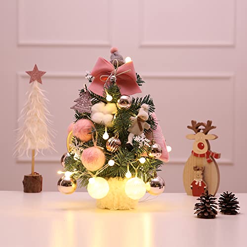 amuzer Mini árvore de Natal de mesa, árvore de Natal pequena artificial de 35 cm com 20 bolas de luz