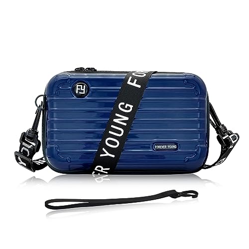 Image of Mini Suitcase Crossbody Bag, Plastic Mini Suitcase Bag Suitcase Purses Stylish Suitcase Cosmetic Bag with 2 Straps