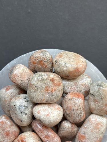 Image of Tumbled Stones, Natural Crystal Healing Stones, Home Office Decor, Aquarium Decorative Pebbles, Vase Fillers (Sunstone, 50)