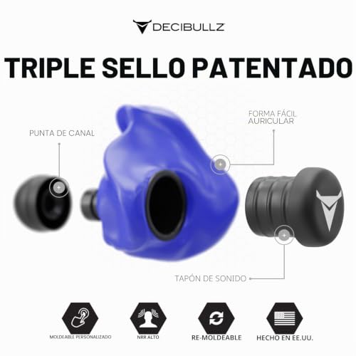 Decibullz tapones moldeables a medida de 31 dB en azul 3