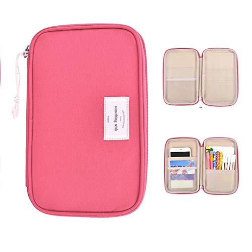 Preisvergleich Produktbild Oyachic Multifunktionale Federmäppchen Mädchen Mäppchen Leinwand Schreibwaren Bleistift Tasche Mit Reißverschluss Pen Pouch Reisen Kosmetiktaschen (Rose rot)