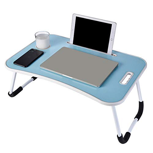 Laptop Desk, Portable Laptop Bed Tray Table, Notebook Stand Reading Holder,Couch Table,Bed Desk with Handle for Reading Book, Eating, Working, Writing, Gaming, Drawing (Blue)