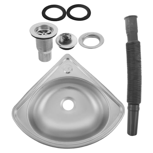 BUGUUYO Fregadero Triangular Inoxidable para Rv Lavabo de Esquina Ultra Pequeño Seno Único para Cocinas y Autocaravanas Instalación Diseño Espacio