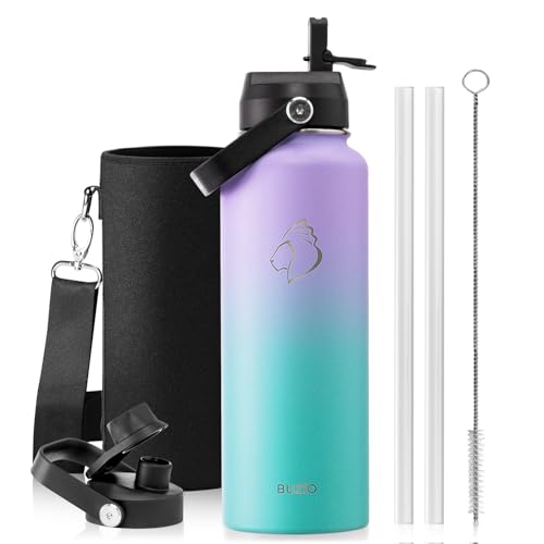 Image of BUZIO Triple Wall Vacuum Water Bottle with Dust-Proof Straw & Spout Lids