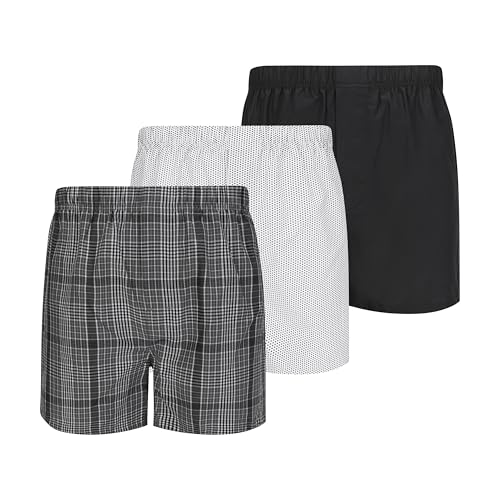 TAHARI Woven Boxers for Men Pack of 3 Underwear, Comfy Woven Cotton-Poly Mens Boxer Pack of 3