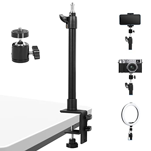 WISAMIC Soporte para cámara de Escritorio, Soporte de luz de Mesa de Aluminio Ajustable de 350-600 mm con adaptadores de Cabeza de Bola de 360 ° adicionales para transmisión de fotografía en Vivo Cover