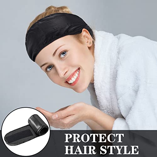 6 Packs Satin Spa Headband Silk Headband Adjustable Spa Hair Wrap Facial Headband Terry Cloth For Women Sleep Makeup Spa (Black) #TOP4