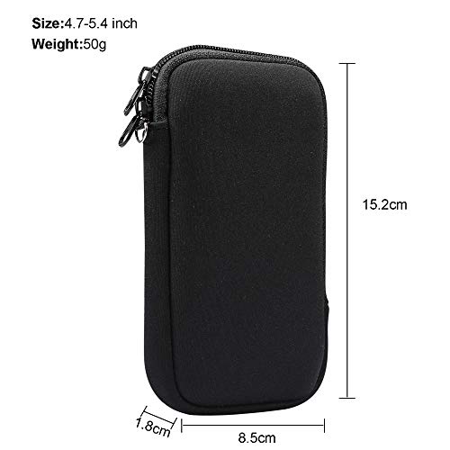 Small Cell Phone Sleeve Case Neoprene Shock Absorbing Proof Pouch Skin Cover W Neck Strap For Iphone 12 Mini,11 Pro,Xs,X,8,Se 2020/ Galaxy A01 S10E A10E A20E/ Pixel 4A,Pixel 5,4,3/ Moto G7 Play(Black) #TOP4