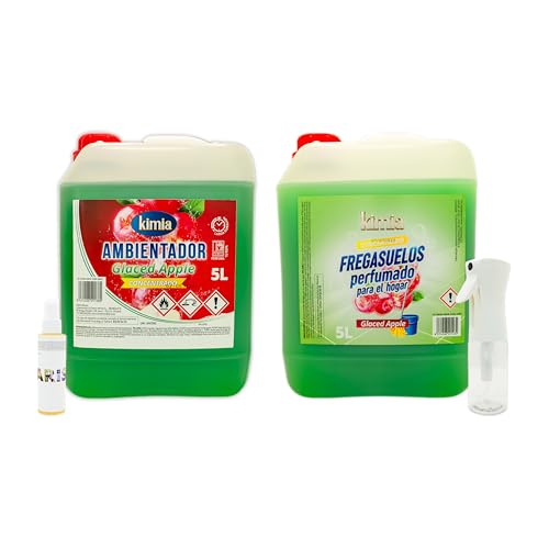 KIMIA - Pack Sensorial Concentrado Glaced Apple | Ambientador 5L+ Fregasuelos 5L | Fragancia Duradera | Fórmula Concentrada | Limpiador de Suelo | Limpieza Profunda