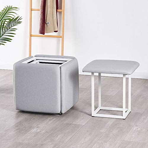 Tabouret de canapé empilable 5 en 1 à roulettes et repose-pieds cube