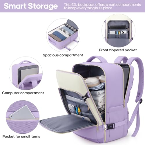 Image of UKEIN Luggage Sets 3 Piece, Carry On Luggage 20In With Spinner Wheels,PC Hardside Suitcase Set with TSA Lock,Durable Carry On Suitcase With Travel Backpack for Men (Violet, 3 piece set (BP /20inch))
