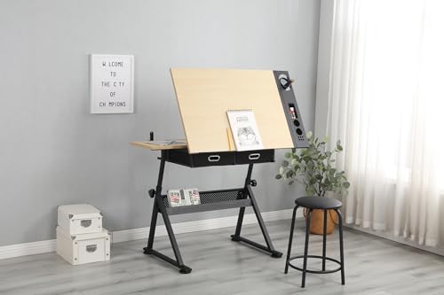 image for MilleLoom Height Adjustable Drafting Table, 0-75° Tilting Drawing Tab