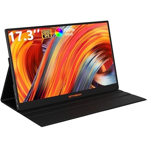 Portable Monitor 17.3 Inch QHD IPS 2.5K USB-C Laptop Monitor Computer Display 165HZ(DP) Gaming Monitor with Mini HDMI/Type-C/Speakers, Suitable for Phones, PC, Switch, DSLR Photography Cover