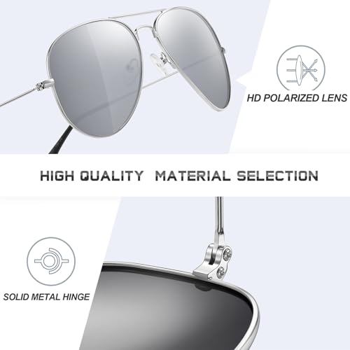 Image of Classic Aviator Sunglasses for Men Womens Polarized UV Protection Driving Sunglasses