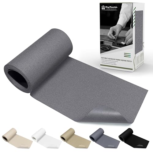 Image of KING MOUNTAIN Canvas Iron on Patch,3 inchx60 inch,Waterproof 100% Cotton Fabric Repair Patch,Used for Various Sofa,Tent,Clothes,Seats,Suitcases (Gray)