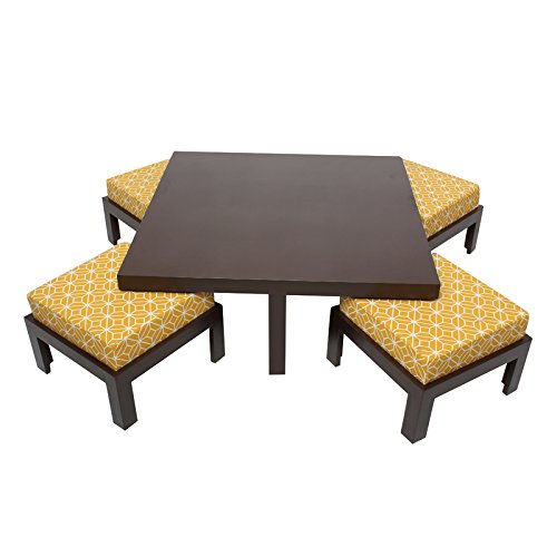 Arra Trendy Coffee Table with Four Stool (Matt Finish, Ochre)