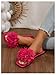 BEAUDRM Women's 3D Floral Flat Sandals Dressy Square Open Toe Sandals Single Band Casual Slip on Slides Hot Pink 11