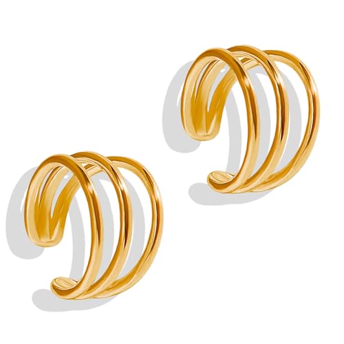 Image of Ear Cuffs Non Piercing 14K Gold Plated Ear Cuff Earrings for Women Trendy Clip on Cartilage Earring Stacks Non Pierced Adjustable Fake Earrings Set Jewelry Christmas Gift 2026 Stocking Stuffers