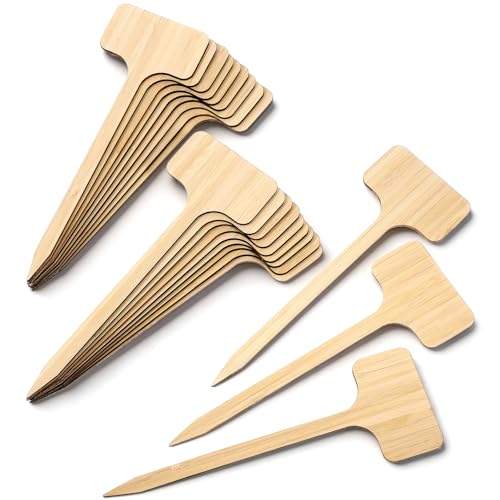 20 PCS T-Type Plant Labels for Seedlings Wood Extra Long Wooden Garden Labels for Plants Upgrade and Reinforcement Wooden Plant Label for Outdoor Garden Waterproof Indoor Flowers Vegetables
