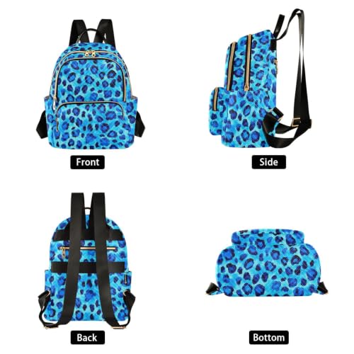 Image of ALAZA Blue Leopard Pattern Animal Medium Backpack Purse for Women Travel Bag Fashion Daypack Back Pack Shoulder Bag