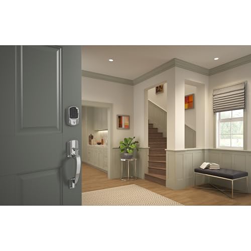 Image of SCHLAGE BE489WB GRW 625 Encode WiFi Deadbolt Smart Lock, Keyless Entry Touchscreen Door Lock with Greenwich Trim, Bright Chrome (Pack of 4)