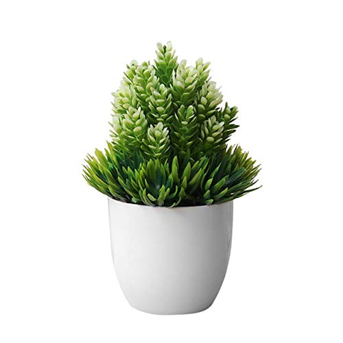 TOMHY Artificial Bonsai Flowers Simulated Tree Pot Fake Potted Home Office Desk Decor : White
