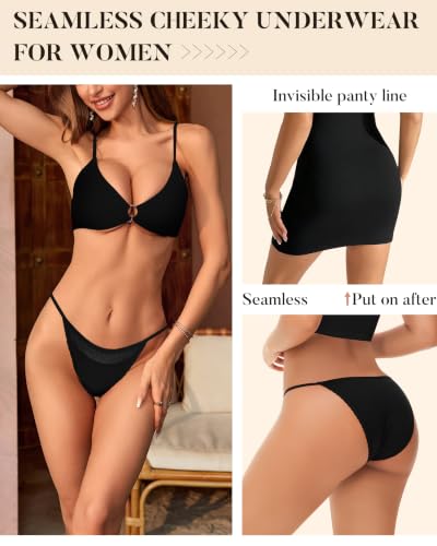 Image of LEVAO Cotton Underwear for Women, Lace Cut Out String Bikini Panties S-3XL