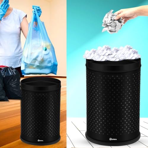 Image of mofna Stainless Steel Perforated Dustbin for Home, Trash Can with Anti-skid Base, 10x24 Inches Garbage Bin for Bathroom, Office, Bedroom, Kitchen & Toilet or Commercial Use (30 Litre)