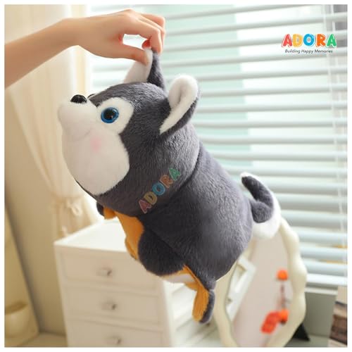 Image of ADORA Reversible Husky Dog Soft Toy | 2-in-1 Transformable Plushie | Cute Reversible Husky Plush Toy | Soft Stuffed Animal Plush for Kids & Baby Girls | 20cm Plush Teddy Bear Gift (Gray & Orange)