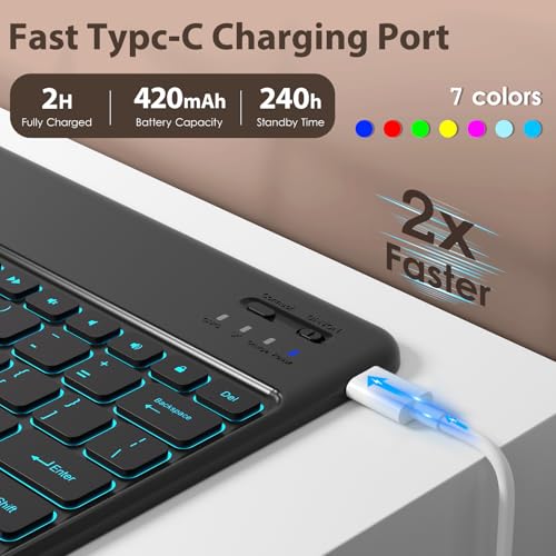 Image of DTTO for iPad Pro 13 Inch Case with Keyboard M5 /M4 2025 /2024, 7 Colors Backlit Wireless Detachable Keyboard Premium Leather Folio Cover with Pencil Holder & Pocket, Dark Brown