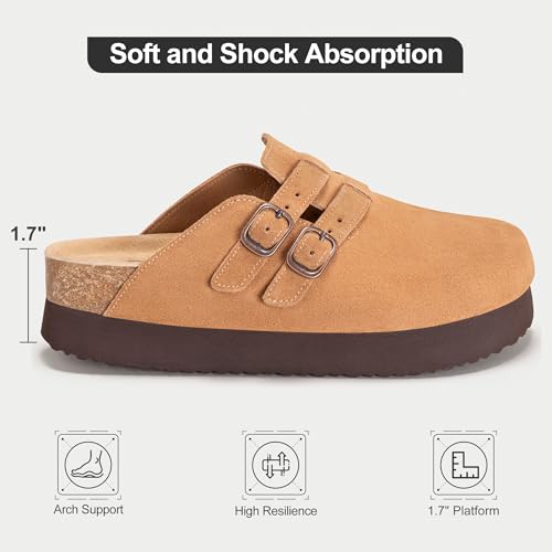 Women's Platform Clogs Suede Mules Leather Potato Shoes Sandals — view 4