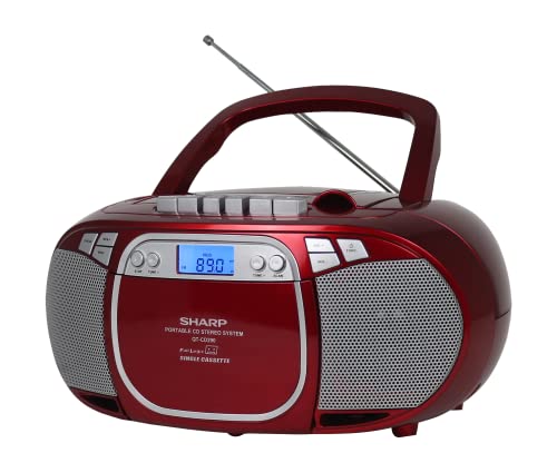 Sharp Qt-Cd290(Rd) Portable Cd Mp3 Cassette Boombox With Am/Fm Stereo And Aux Input, Red #TOP1