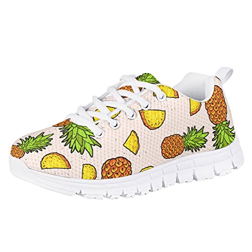 AmzPrint Size 10.5 Cute Cartoon Print Pineapple Shoes for Girls Pink Lightweight Lace-Up School Running Sneakers2