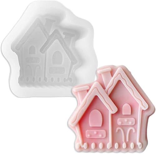 Miniatura 2 de Molde de silicona Freshie del coche de la forma de la casa de la Navidad para hacer el jabón Aroma Beads Car Freshie Candle Pendant Resin