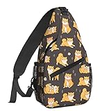 Famame Cute Dogs Shiba Inu Sling Backpack Chest Bag Crossbody Shoulder Bag Gym Cycling Travel Hiking Daypack For Men Women