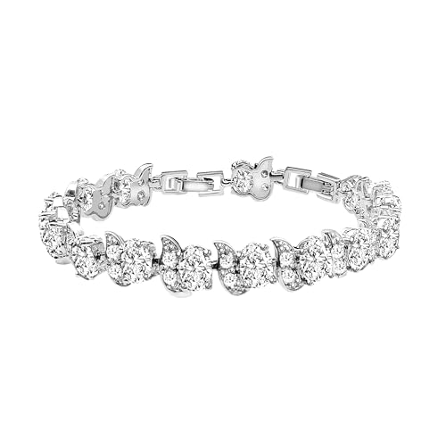 Image of LMXXVJ Fashion Tennis Bracelet Created Emerald White Gold Plated Charm Bracelet Gifts Jewelry for Women