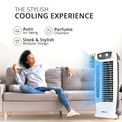 Image of Blueberry's 𝗧𝗼𝘄𝗲𝗿 𝗙𝗮𝗻 - High Speed with Powerful air throw, 25-Feet Air Delivery, Low Power Consumption, 4-way Air flow and anti-Rust body, Tower fan for home and office -Royal White