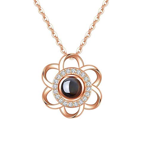 Anhänger Halskette Schmuck for Frauen Mädchen, Memory of Love Halskette, 100 verschiedene Sprachen Ich liebe dich Projektion auf runden Onyx Anhänger Halskette Schmuck, Diamantschmuck mit 925 Sterling Cover