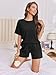 Ekouaer Schlafanzug Damen Kurz Pyjama Set Sommer Nachtwäsche Shorty Schlafanzüge Kurzarm Hausanzug Rundhals Loungewear, Schwarz M