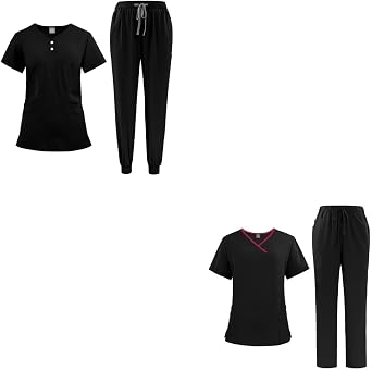 2Pcs Womens Short Sleeve Nurse Split Set Workwear Uniform, Perfect for Busy Healthcare Environments