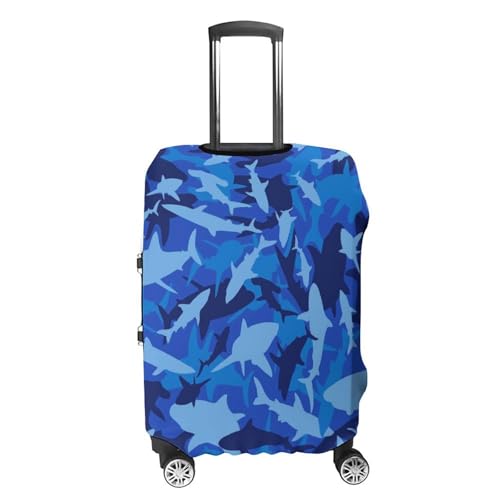 Shark Camo Travel Luggage Cover Protector, Washable Suitcase Protector Anti-scratch Spandex Baggage Covers Fits XL4