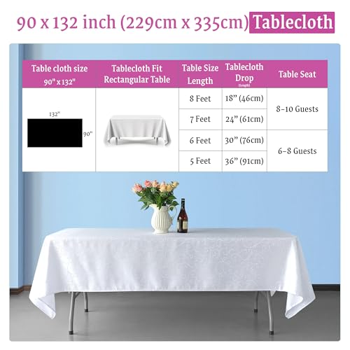 Nappe rectangulaire damassée en polyester et lin WedDecor blanc de luxe