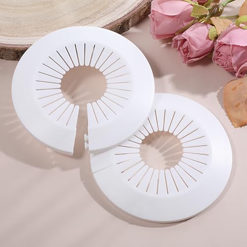 5Pcs Plumbing Cover Plates, Wall Split Flange, Escutcheon, Larger Trim Rings, Plastic Radiator Escutcheon, Water Pipe Drain Line Cover Collar, Flange Water Pipe Cover Decoration (2.36-3inch, White)