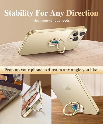 Image of Mizi Marble Cell Phone Ring Holder, Metal Kickstand Grip for Magnetic Car Mount Compatible with iPhone 16 /15 /14 /13 /12 Series & Galaxy S24 /S23 Ultra and Other Phones - Golden Sand