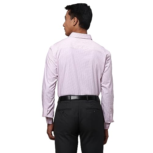 Image of Park Avenue Men's Pure Cotton Stripe Pattern Slim Fit Semi Cutaway Collar Full Sleeve Formal Shirt