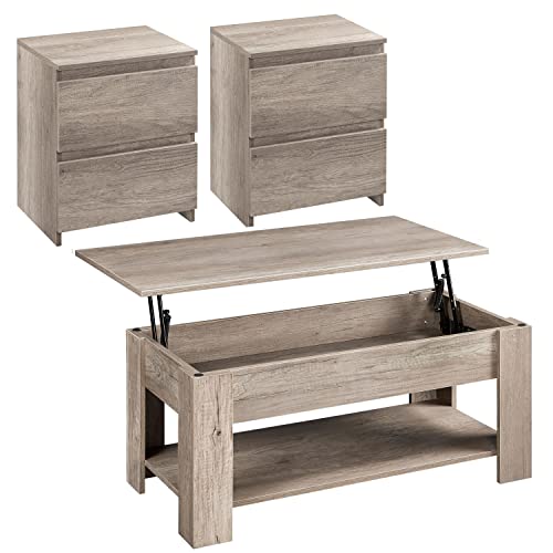 Topeakmart-Lift-Top-Coffee-Table-with-2PCS-End-Table-3-Piece-Living-Room-Table-Set-Side-Tables-with-2-Drawers-Rustic-Lift-Up-Coffee-Table-with-End-Table-Set-of-2-Gray 41vQaUWcKeL