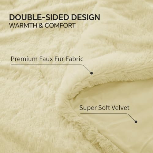 Image of BEDELITE Yellow Fluffy Comforter Set Queen, Fuzzy Faux Fur Comforter